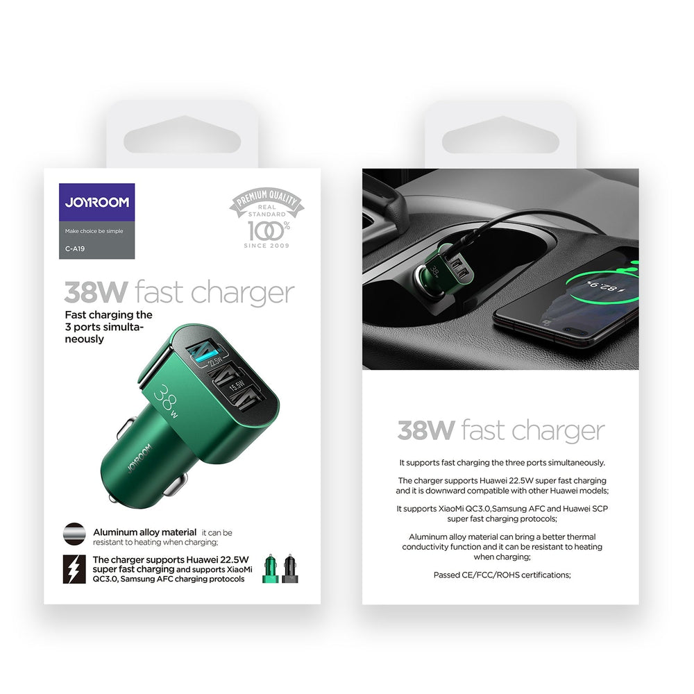 Joyroom C-A19 38W 3-Port Fast Car Charger - product image 4