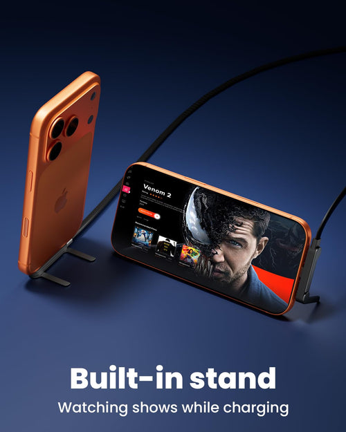 240W USB-C to USB-C cable with built-in phone stand – product image