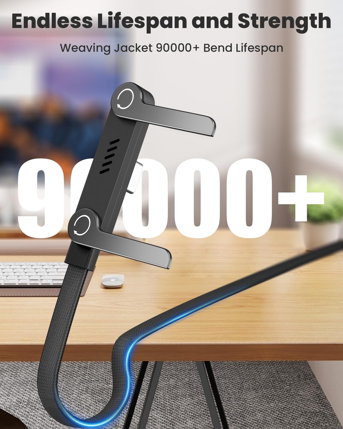 240W USB-C to USB-C cable with built-in phone stand – product image