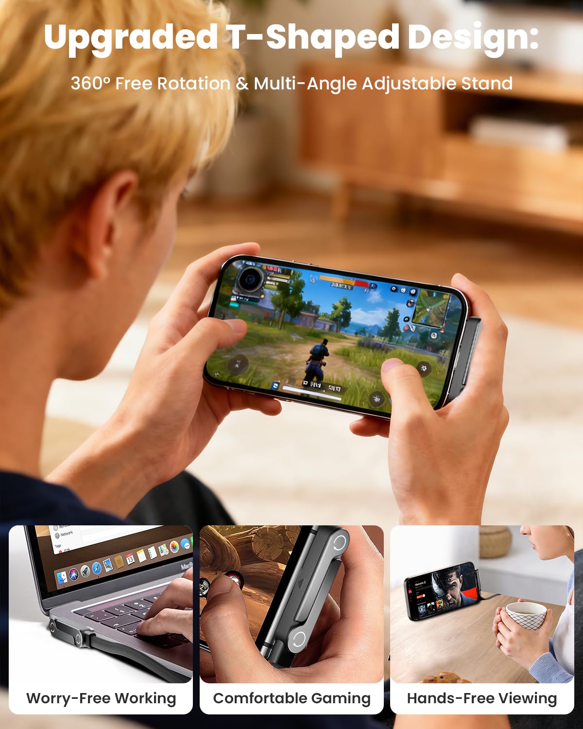 240W USB-C to USB-C cable with built-in phone stand – product image