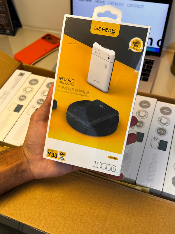 Befenb Y33 10000mAh Power Bank – 20W PD + 22.5W QC Dual Fast Charge, Compact Design, Airline Approved, for iPhone & Android