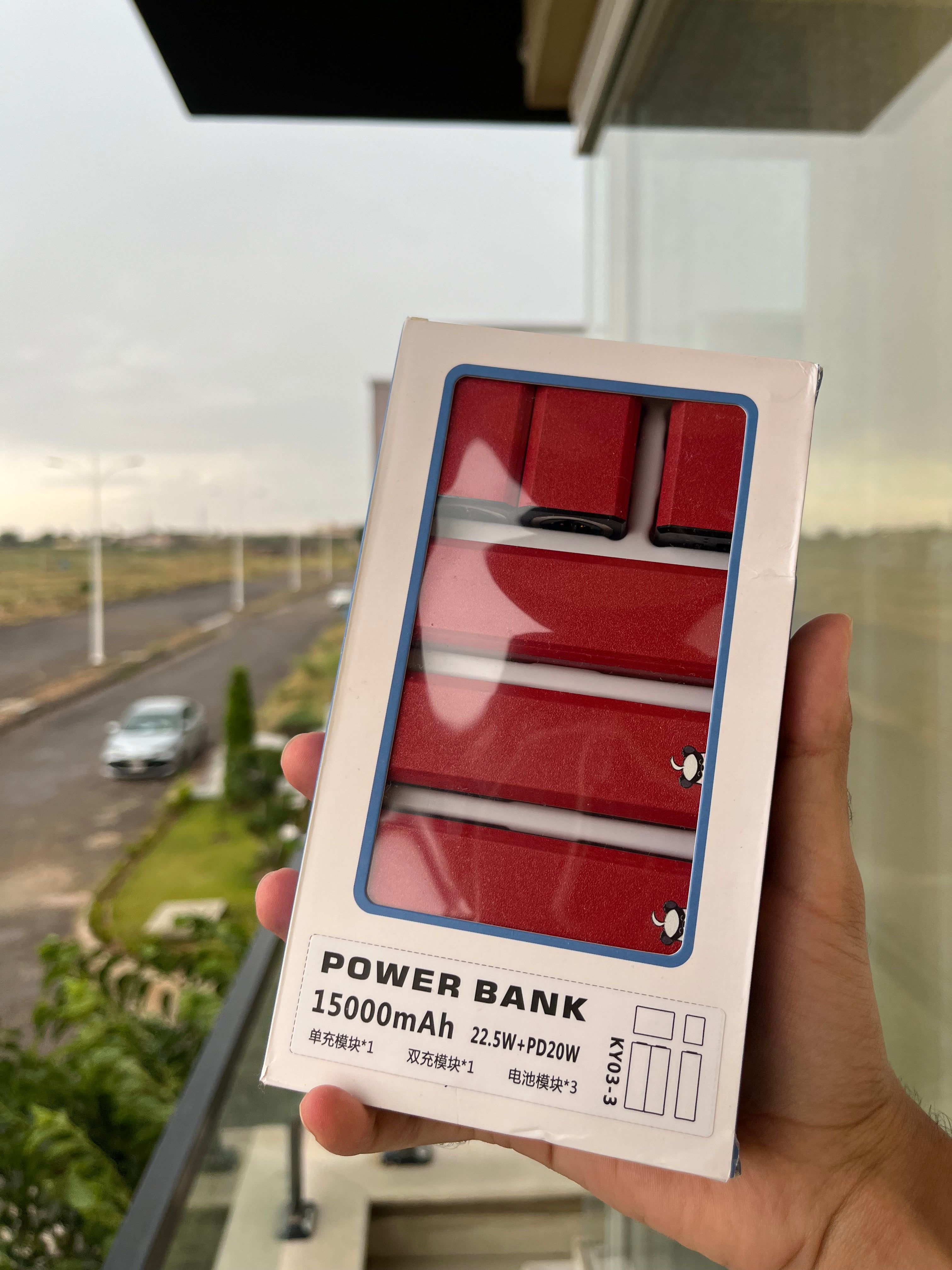 15000mAh 22.5W PD20W power bank with built-in Lightning cable – KY03-3 – product image