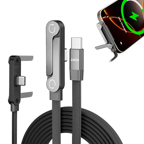 240W USB-C to USB-C cable with built-in phone stand – product image